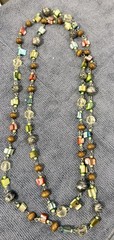 54″ MUDD Silver-T Multi-color Flapper Necklace Shell Crystal Wood Metal Bead