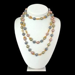 Vintage Joan Rivers Necklace Czech Glass Pearls Extra Long Wear Many Ways 7P