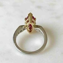 Art Deco Marquise Cut Ruby Lab Created Diamond 14K White Gold FN Engagement Ring