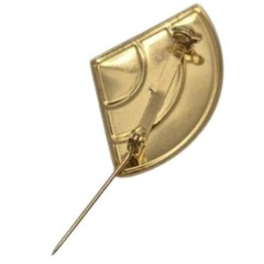 Vintage 18KT Gold Plated Fan Shaped Pin/Brooch w/Black and Gold Colored Enamel