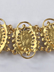 Moonglow Blue Lucite Gold Link Collar, Vintage Filigree Choker Necklace