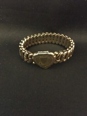 VTG LA MODE “Precious Metal” WWII SWEETHEART EXPANSION STRETCH LOCKET BRACELET