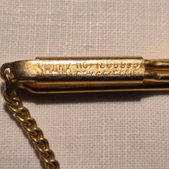 Vintage Swank Monogram Tie Chain & Milligan Collar Studs Gold Tone Lot