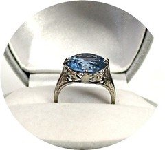 MONTANA SAPPHIRE Ring – Sky Blue – Art Deco Vintage 14k White Gold Mtg.