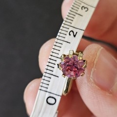 Vintage 60s Pink Topaz Rhinestone Huggies Gold Tone Earrings Screwback