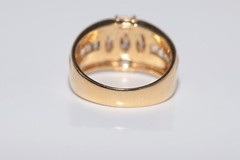 Vintage Circa 1990s 18k Gold Marquise Cut And Baguette Cut Diamond Ring