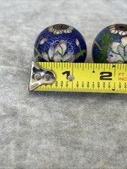 Lot Of 2 Vintage Large Chinese Cloisonne Enamel Focal Bead with Flowers 1 1/2”