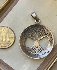 Vintage Sterling Pendant CELTIC VIKING KNOTTED TREE Of LIFE Mythology Cosmology