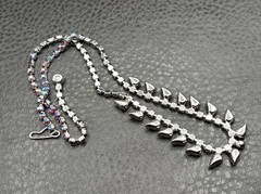 Vintage B. David Aurora Borealis Red AB Crystal Rhinestone Necklace 18”