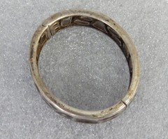 Mid century Vogary Vocari modernist brutalist cuff bracelet silverplate