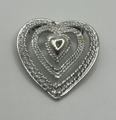 Vintage Gerry’s Silver Tone Textured Triple Heart Brooch Some Wear See Photos