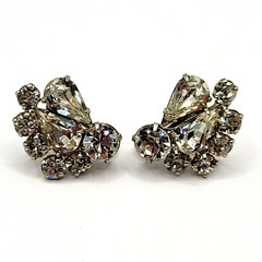 Clear Rhinestone Climber Sparkle Prism Fancy Event Vintage Screwback Earrings