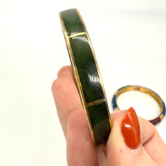 VintageBangle Bracelets Lot of 2 One Joan Rivers One Unsigned Blue Green Enamel