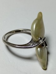 925 Sterling Silver Vintage Authentic Baroque Pearl Bypass Ring! Awesome! Size 8