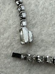 Vintage Clear Rhinestone Choker Necklace Marquise Cut Silver Tone Tennis Chain