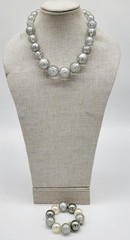 Miriam Haskell Lucite fashion necklace and stretch bracelet, faux mercury glass