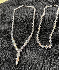 ART DECO Crystal Necklace Lot 2 Hand Strung Brilliant Heirloom Romantic Sparkle
