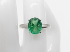 Estate $6000 5ct Natural Emerald Platinum Wedding Ring 7g HEAVY