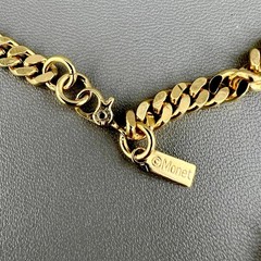 Vintage Monet Necklace Chunky Curb Chain Oval Link 1980s Gold Tone Signed 24”