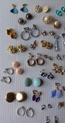 Lot 63 Pair Vintage Clip Screw Back Earrings Mixed Materials Tones Some Wear