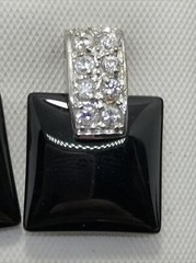 Vintage Clear Cubic Zirconia’s & Black Onyx Glass In Unique Design Earrings