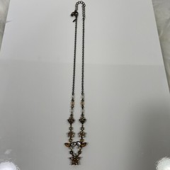 Antiqued Avon brass & topaz rhinestone Flower leaves necklace