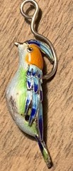 Vintage Enamel Sterling Silver Lovely Artisan Bird Of Paradise Pendant