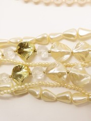 Vintage Beaded Necklace Lot Faux Pearl Ivory Gold Beaded Accents D2364