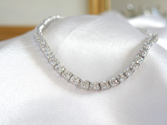 Vintage Sterling Silver 925 Cubic Zirconia Tennis Necklace Fits 18″