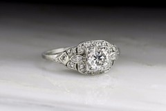 1 CT White Round Cut Simulated Diamond Retro Art Deco Antique Ring In 925 Silver