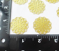 50pcs Round Brass Stamping 31mm Flower Filigree Finding DIY Crafts