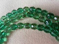 Vintage Green Glass Crystal Bead Faceted Long Necklace 46″ Gorgeous Sparkle!