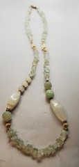 Vintage Estate Jadeite & Quartz TESTED Gemstone 28″ Necklace With Barrel Clasp