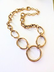 Gorgeous BRONZE MILOR ITALY Rose Gold Circle Link Statement Necklace