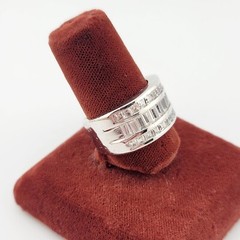 Vtg Sz 8 Ring Wide Band Cocktail Cubic Zirconia Baguettes Fashion Jewelry