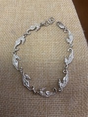 Vintage Sterling Silver 925 Seahorse Bracelet 7 3/4″ Length
