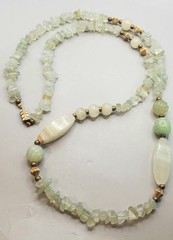 Vintage Estate Jadeite & Quartz TESTED Gemstone 28″ Necklace With Barrel Clasp