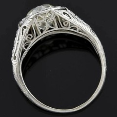 1.28 Ct White Round Cut Simulated Diamond Art Deco Retro Wedding 925 Silver Ring
