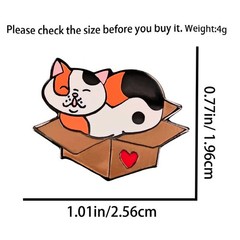 Enamel Pin,Cute Cat on Box Lapel Pin Cartoon Kitten Brooch,Gift For Cat Lover…