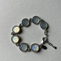 Vintage Kirk’s Folly Rare Retired Seaview Moon 7 Panel Silver Tone Link Bracelet