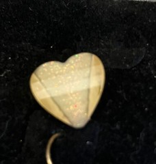 Pair Vintage Faux Faceted Fire Yellow Opal drop Earrings Heart