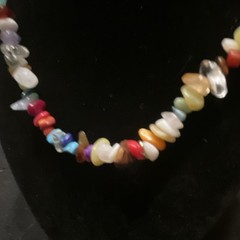 Boho Retro Natural Gemstones Chip Beaded Necklace lobster adjustable 18”