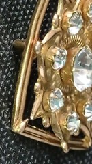 Vintage USSR Brooch | Art Deco Style | Gold Tone Brass with White Glass Stone