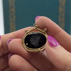 Antique Mercury Hermes Onyx Intaglio Watch Fob Pendant Gold Filled Victorian