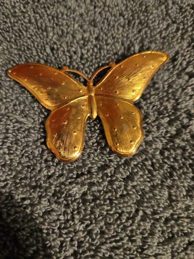 Gold Tone Vintage Butterfly Brooch Pin