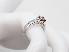 $5000 1.50ct Natural Padparadscha Sapphire Diamond 18k White Gold Band Ring 7g