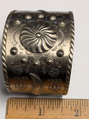 Native American Cuff Bracelet ~ Navajo Vintage Jewelry ~ Nickel Silver ~ Bell