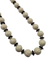 VTG Celluloid White Long Beaded Necklace