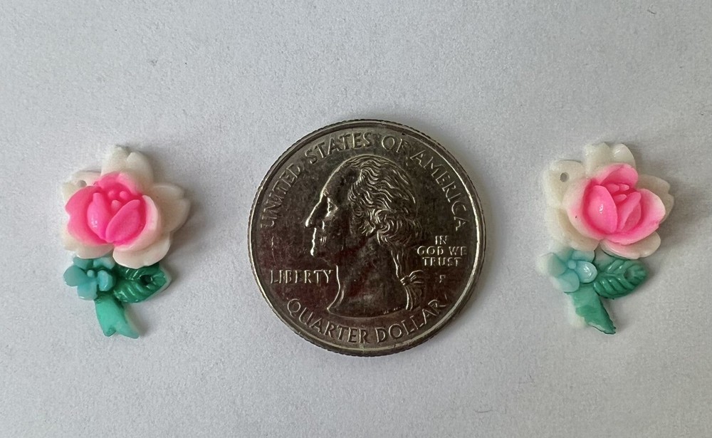 25mm Vintage Japanese HandPainted Flower with Stem FlatBack ($21.99 48 pcs)