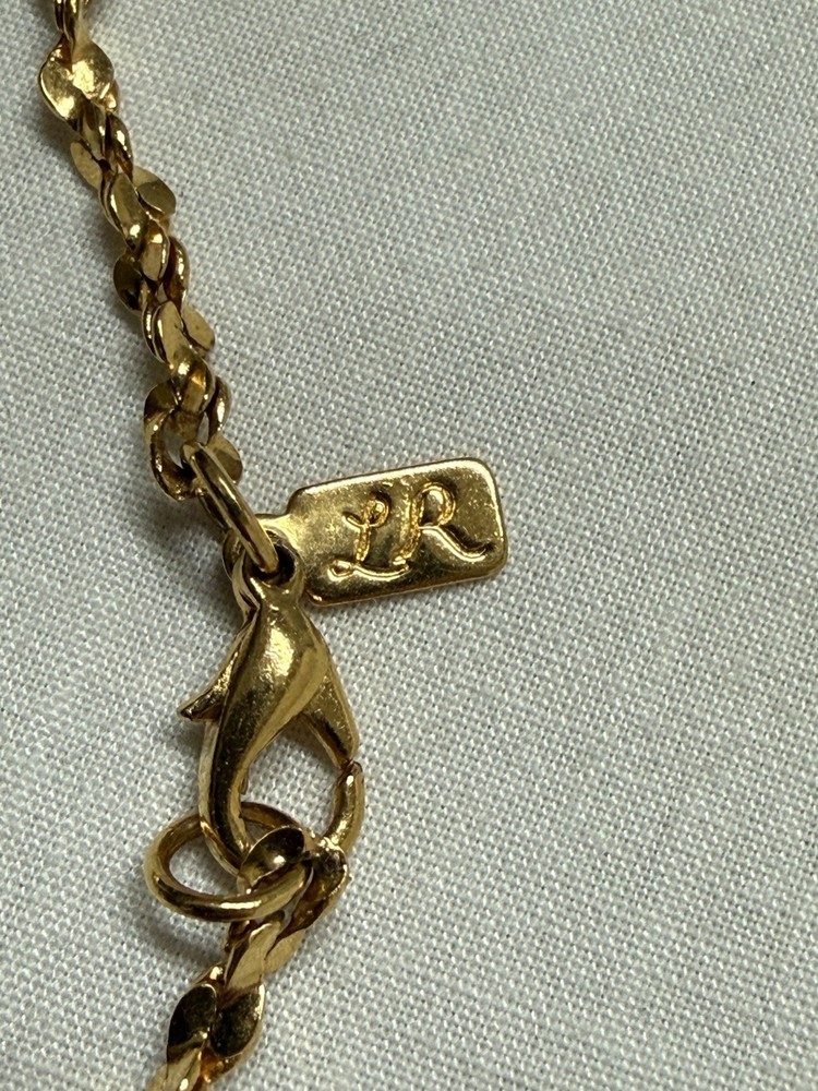 LR LADT Remington goldtone Sparkly Twisted Chain Necklace 24″